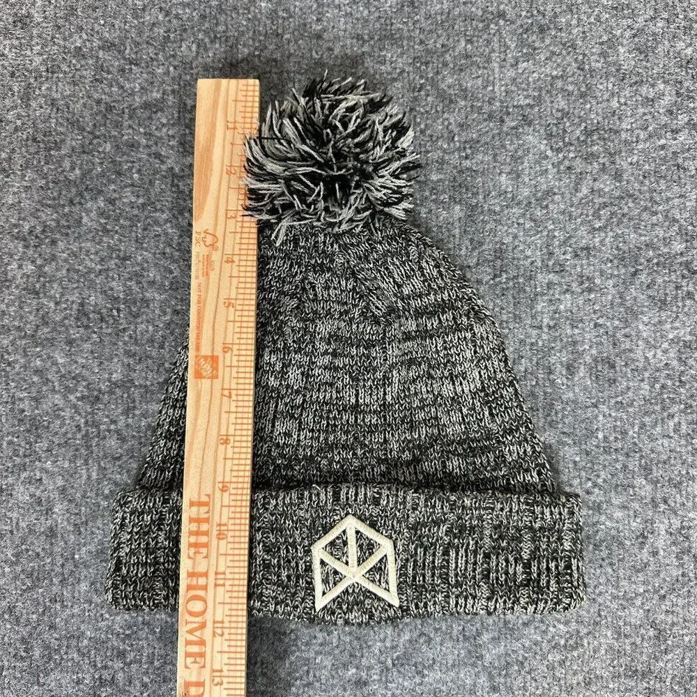 BMFit Beanie Hat Mens OSFA Heathered Grey Pom Pom stretch Casual‎ Adult